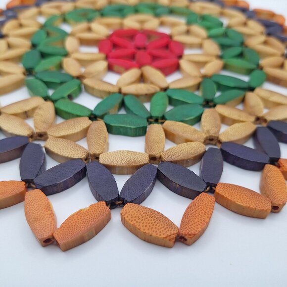 Handcrafted Colorful Woven Bamboo Trivet Centerpiece Decorative Mat - Picture 2 of 4